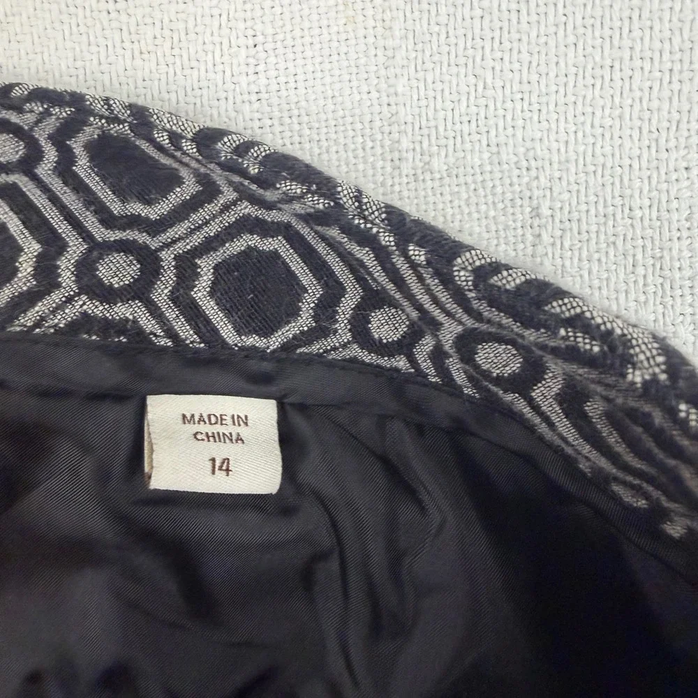 Coldwater Creek Natural Fit Black White Geometric Jacquard Straight Pants Sz 14